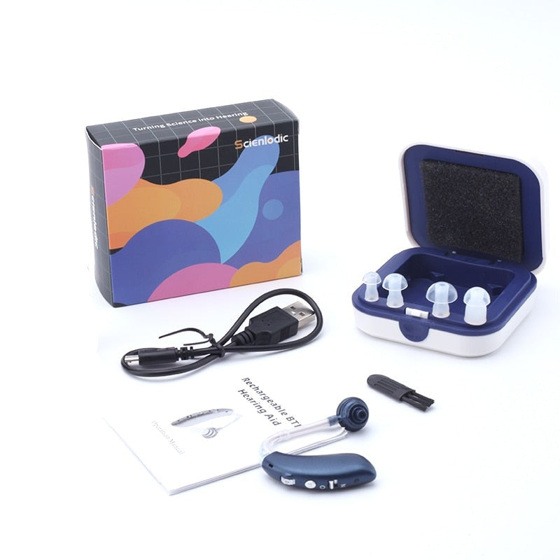 Aparelho de Audição Amplificador Auditivo Recarregável