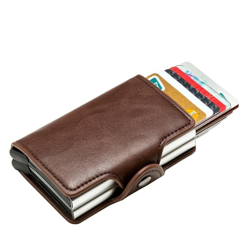 Carteira RFID de Couro Antifurto com Porta Cartões