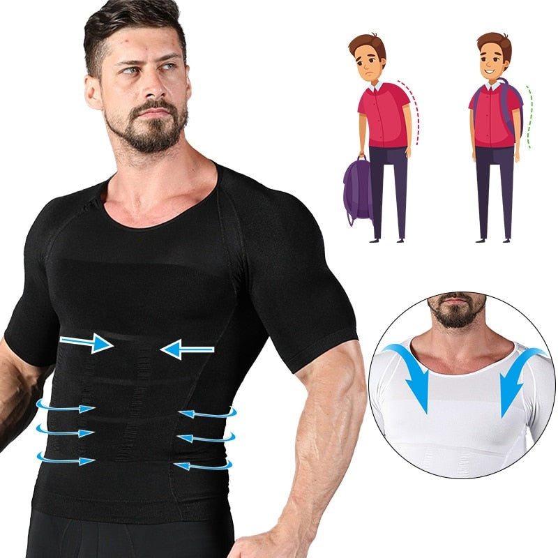 Camisa de Compressão Masculina Modeladora, Correção Postural