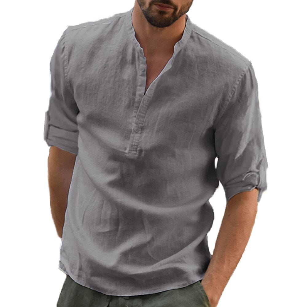 Camisa de Linho Masculina - Blusa Casual Manga Comprida
