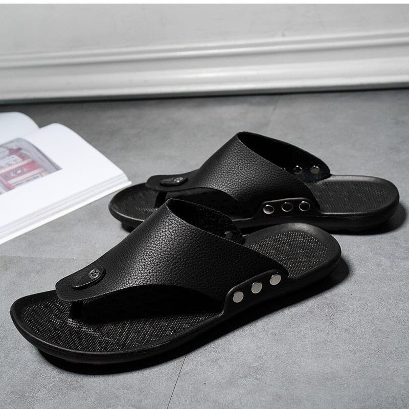 Chinelo de Couro Confortável Masculino - Antiderrapante