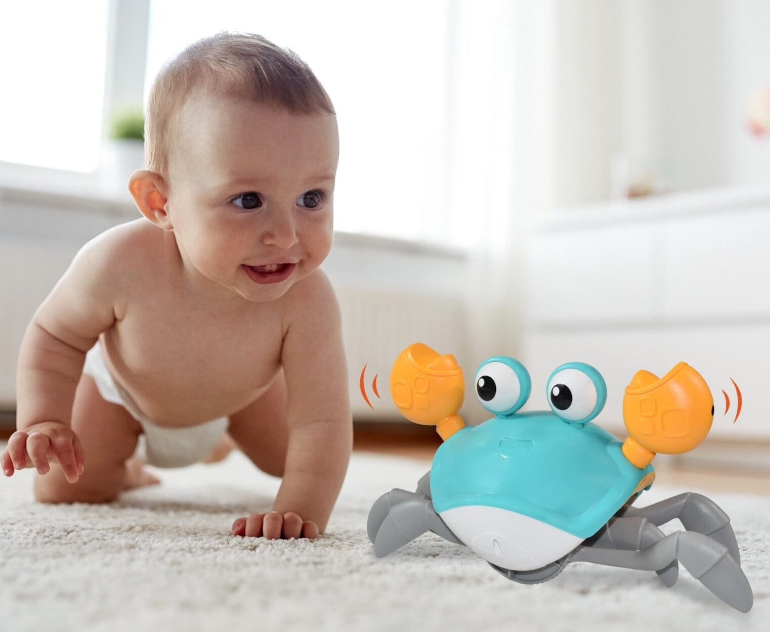 Caranguejo Brinquedo Musical Fujão Com Sensor de Obstáculos