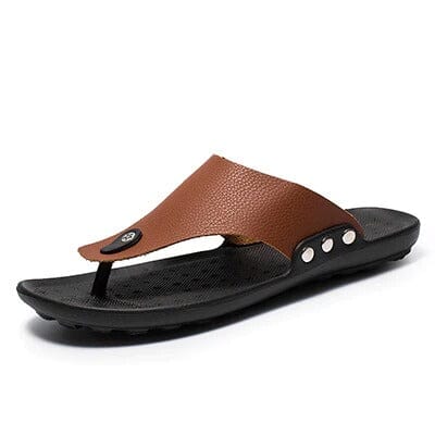 Chinelo de Couro Confortável Masculino - Antiderrapante
